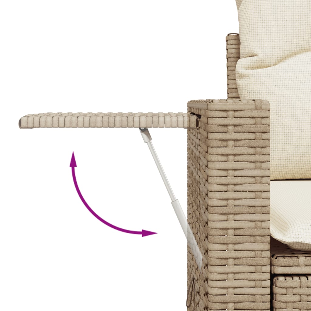 7-tlg. Garten-Sofagarnitur mit Kissen Beige Poly Rattan