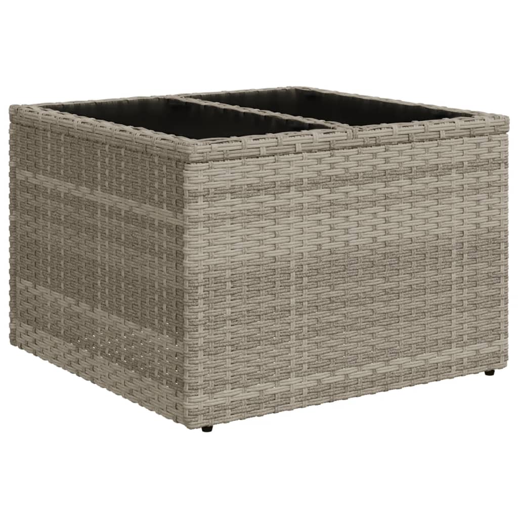 7-tlg. Garten-Sofagarnitur mit Kissen Hellgrau Poly Rattan