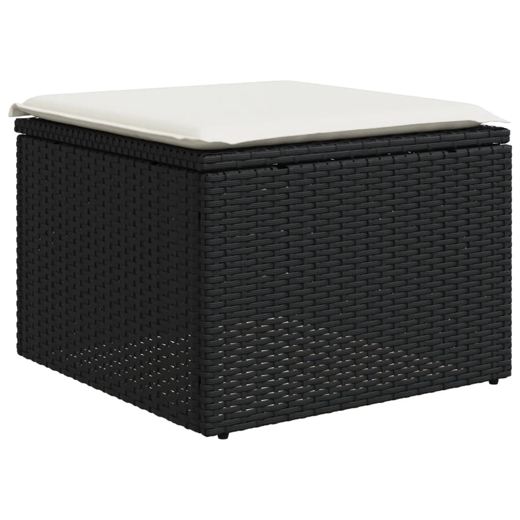 4-tlg. Garten-Sofagarnitur mit Kissen Schwarz Poly Rattan