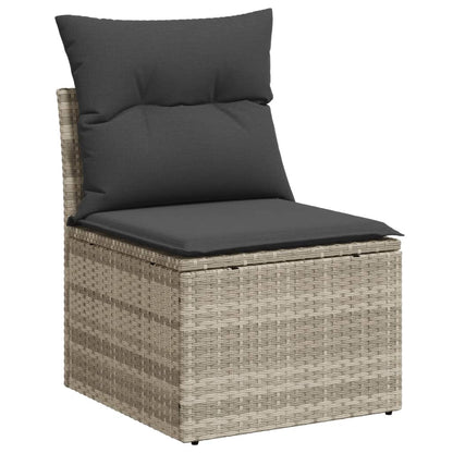 4-tlg. Garten-Sofagarnitur mit Kissen Hellgrau Poly Rattan