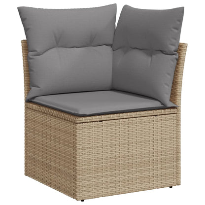 4-tlg. Garten-Sofagarnitur mit Kissen Beige Poly Rattan