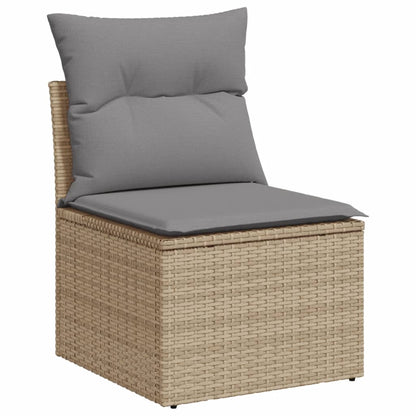 7-tlg. Garten-Sofagarnitur mit Kissen Beige Poly Rattan