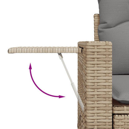 9-tlg. Garten-Sofagarnitur mit Kissen Beige Poly Rattan