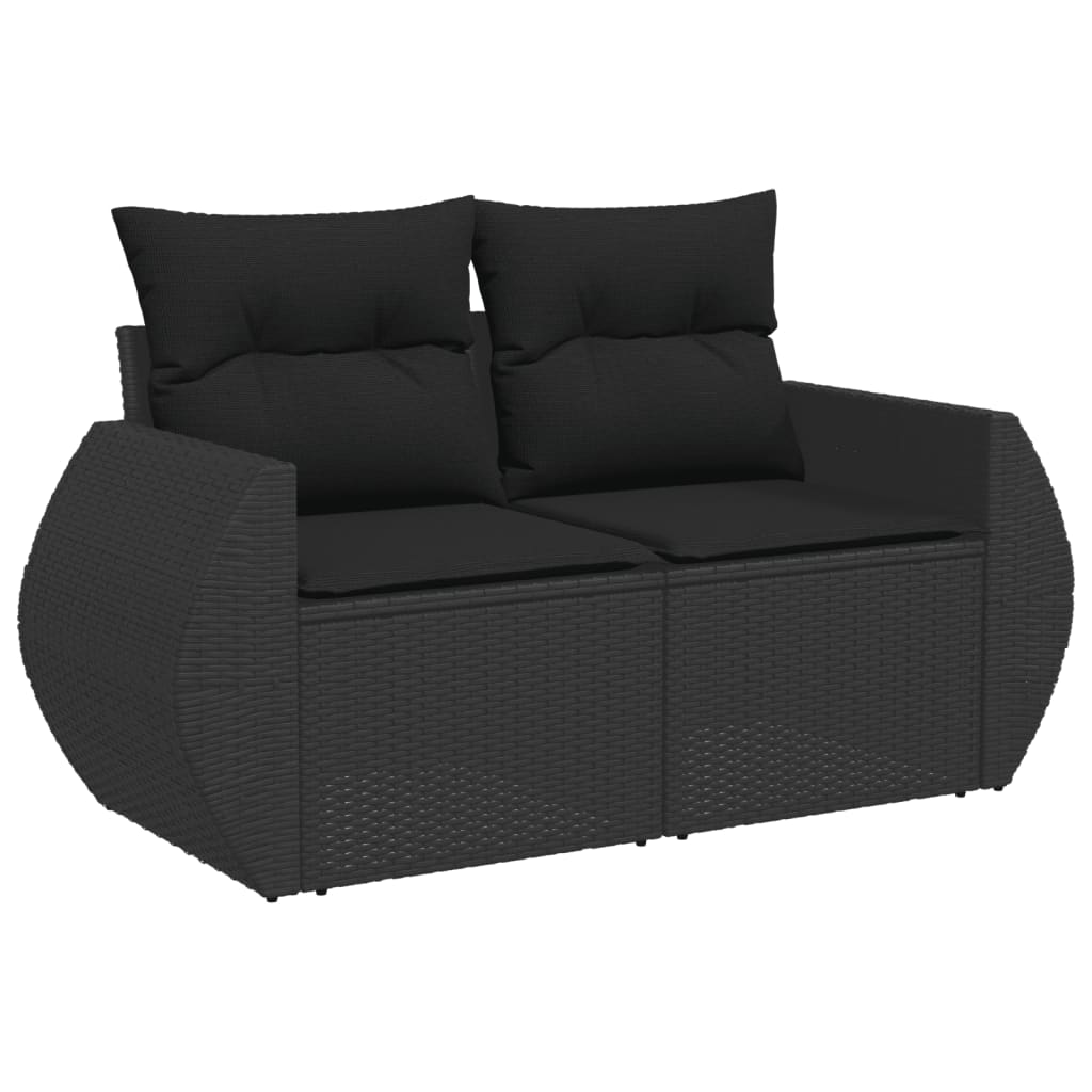 4-tlg. Garten-Sofagarnitur mit Kissen Schwarz Poly Rattan