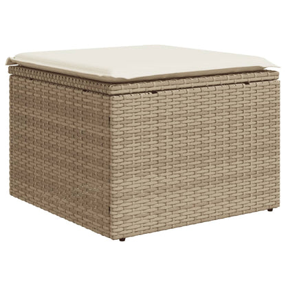 4-tlg. Garten-Sofagarnitur mit Kissen Beige Poly Rattan