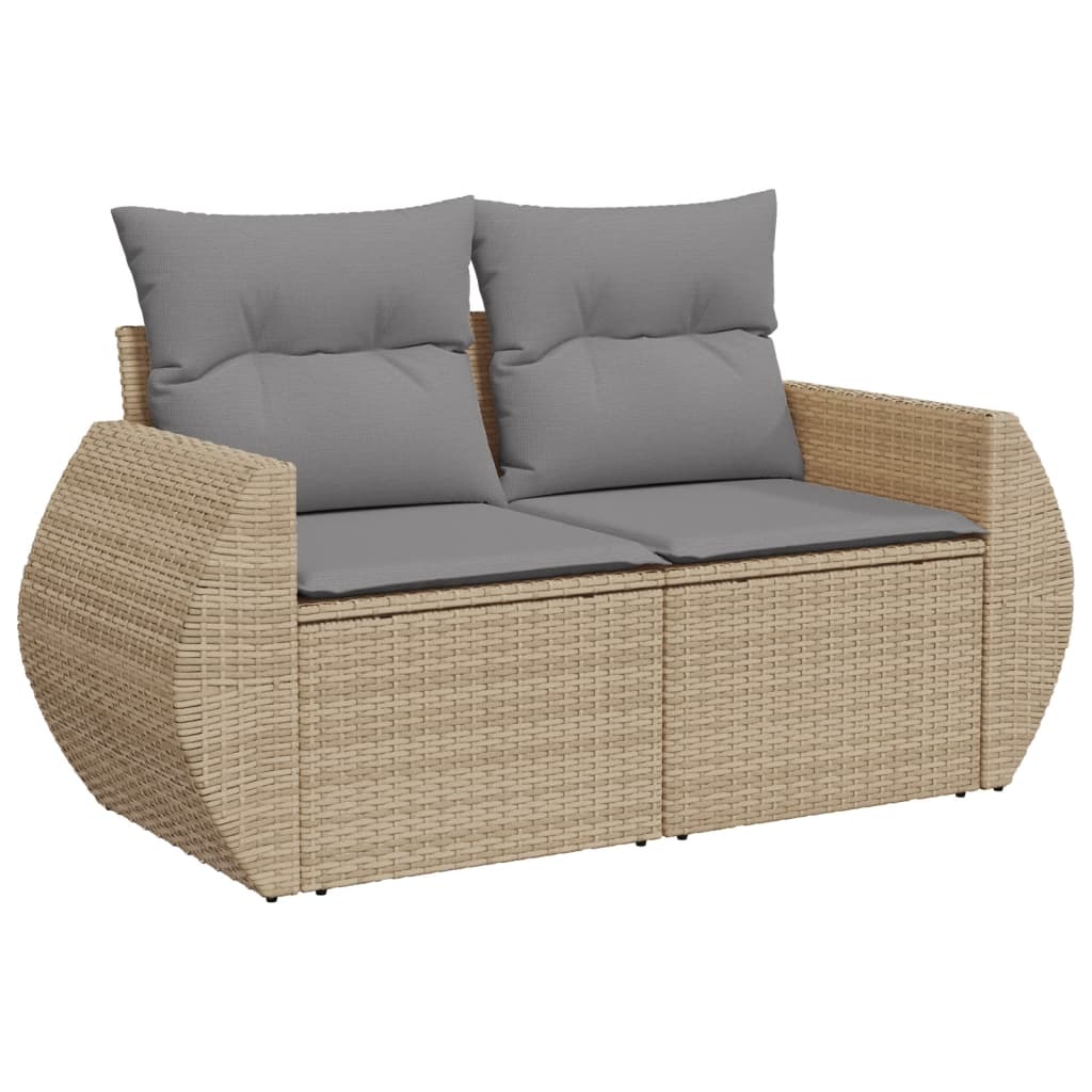 4-tlg. Garten-Sofagarnitur mit Kissen Beige Poly Rattan