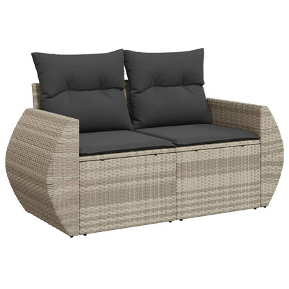 4-tlg. Garten-Sofagarnitur mit Kissen Hellgrau Poly Rattan