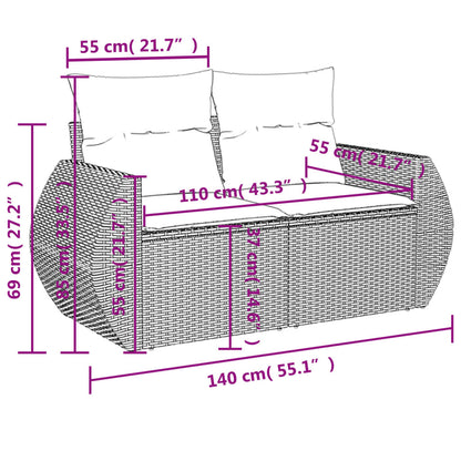 5-tlg. Garten-Sofagarnitur mit Kissen Grau Poly Rattan