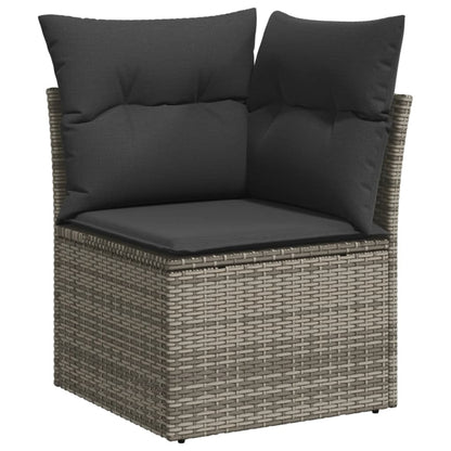 7-tlg. Garten-Sofagarnitur mit Kissen Hellgrau Poly Rattan