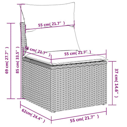 6-tlg. Garten-Sofagarnitur mit Kissen Hellgrau Poly Rattan