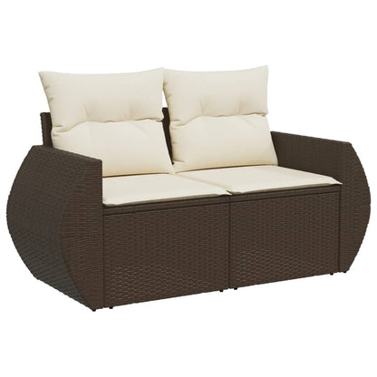 6-tlg. Garten-Sofagarnitur mit Kissen Braun Poly Rattan