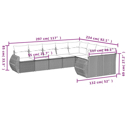 9-tlg. Garten-Sofagarnitur mit Kissen Beige Poly Rattan