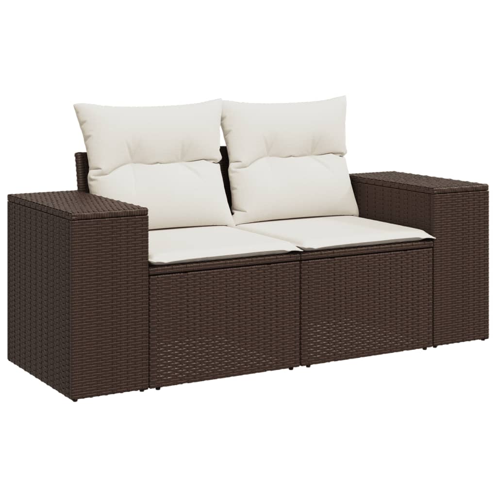 4-tlg. Garten-Sofagarnitur mit Kissen Braun Poly Rattan