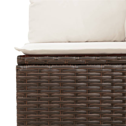 8-tlg. Garten-Sofagarnitur mit Kissen Braun Poly Rattan