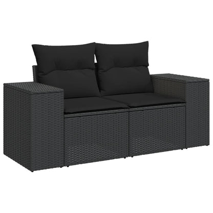 8-tlg. Garten-Sofagarnitur mit Kissen Schwarz Poly Rattan