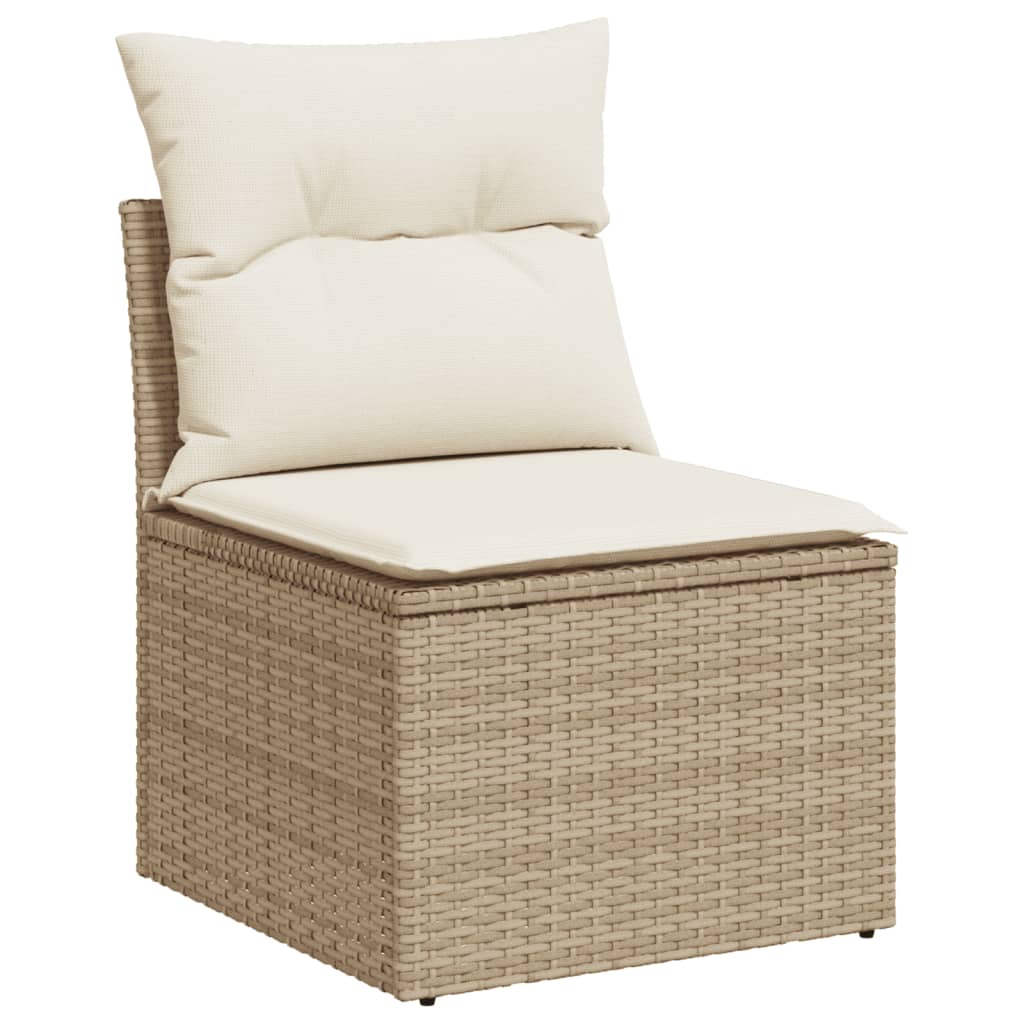 4-tlg. Garten-Sofagarnitur mit Kissen Beige Poly Rattan