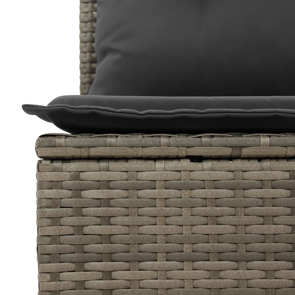 4-tlg. Garten-Sofagarnitur mit Kissen Grau Poly Rattan