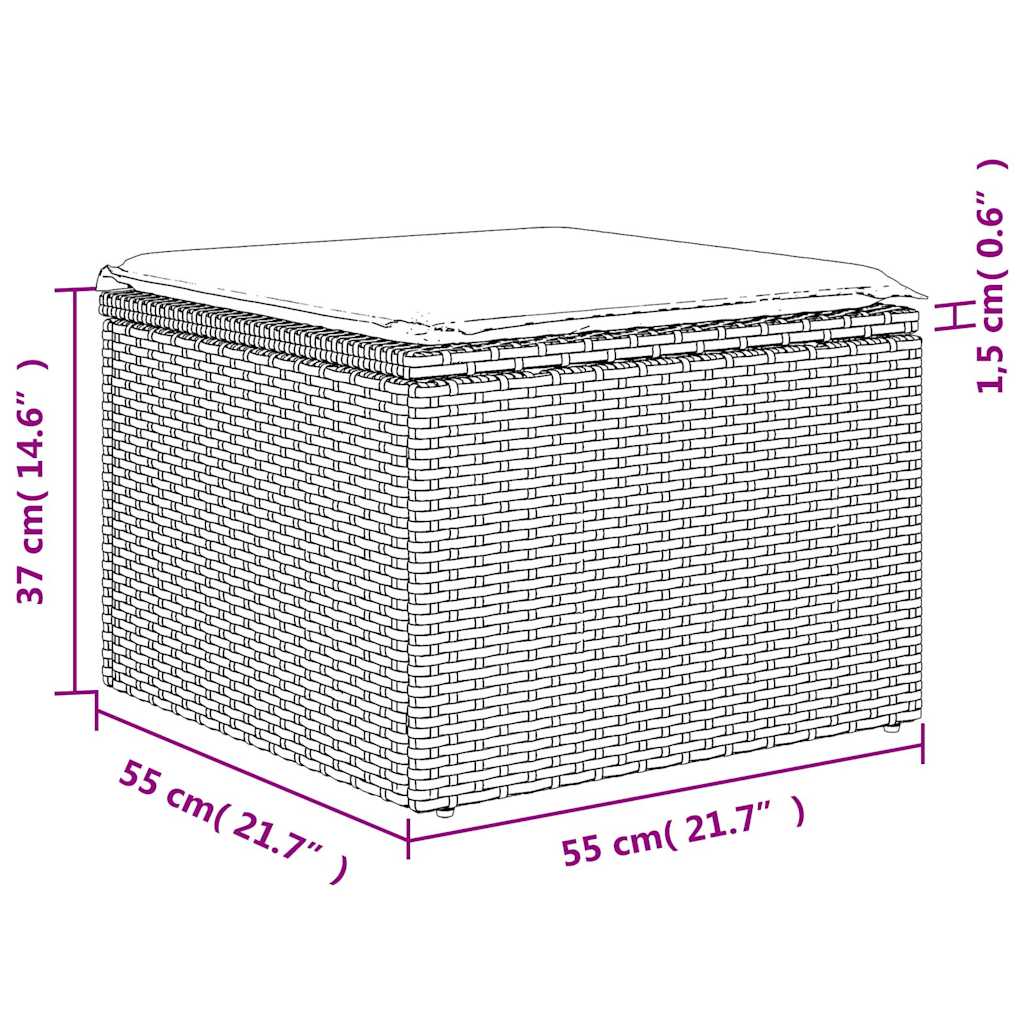 6-tlg. Garten-Sofagarnitur mit Kissen Beige Poly Rattan