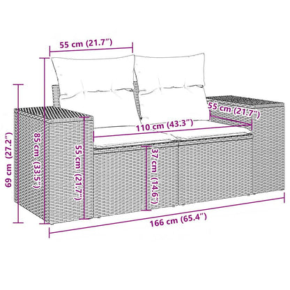 10-tlg. Garten-Sofagarnitur mit Kissen Schwarz Poly Rattan