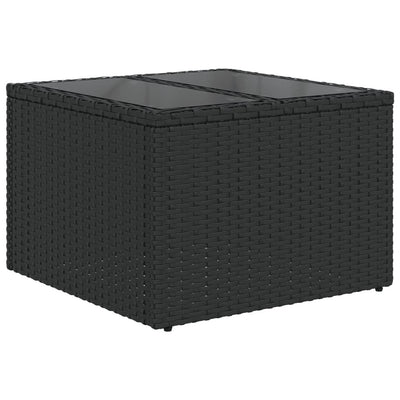 10-tlg. Garten-Sofagarnitur mit Kissen Schwarz Poly Rattan