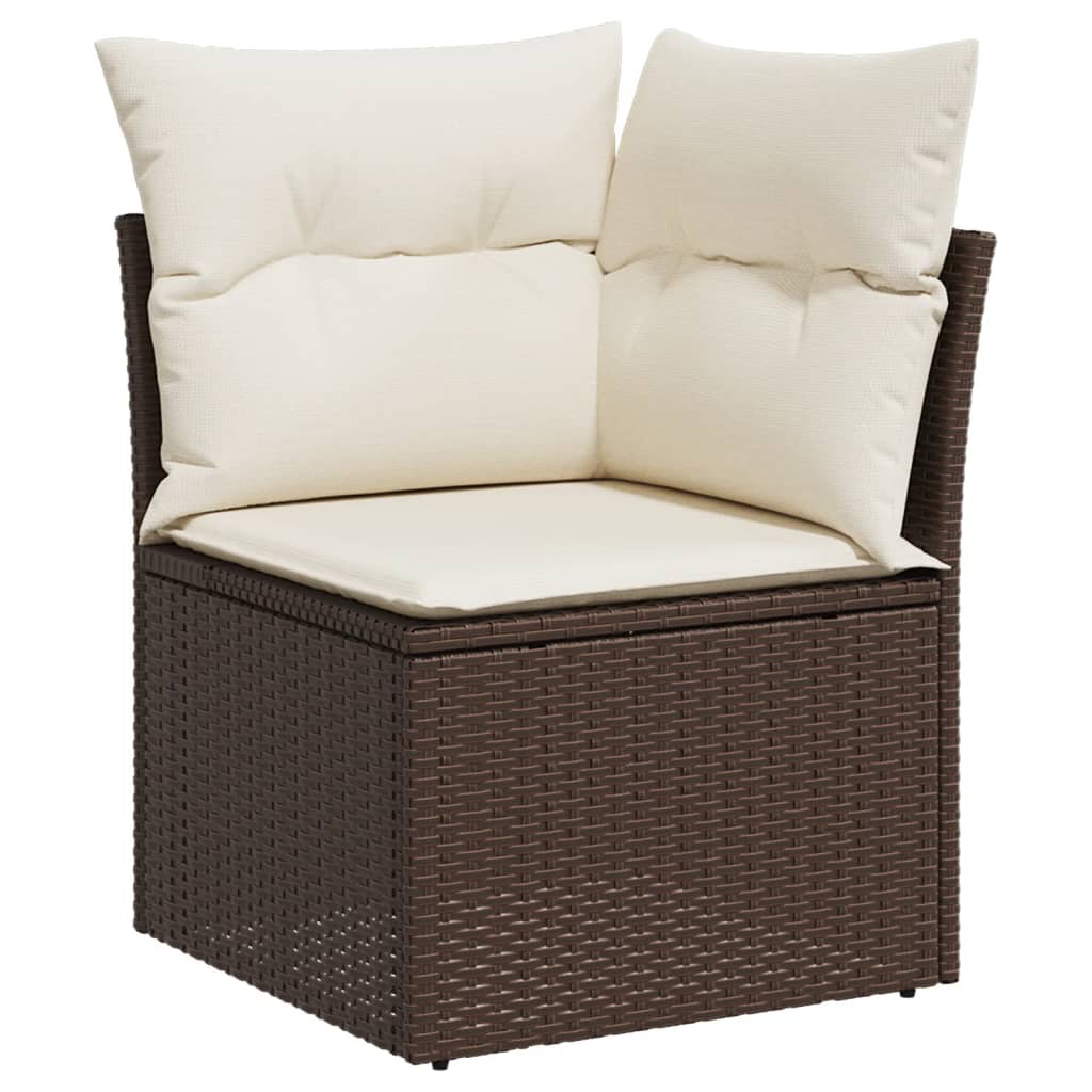 13-tlg. Garten-Sofagarnitur mit Kissen Braun Poly Rattan