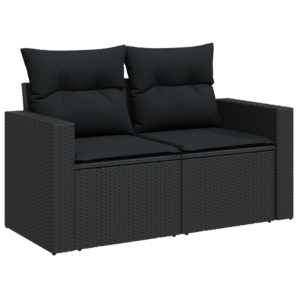 4-tlg. Garten-Sofagarnitur mit Kissen Schwarz Poly Rattan