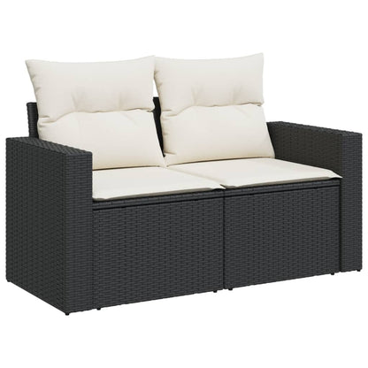 10-tlg. Garten-Sofagarnitur mit Kissen Schwarz Poly Rattan