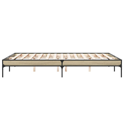 Bettgestell Sonoma-Eiche 140x200 cm Holzwerkstoff und Metall