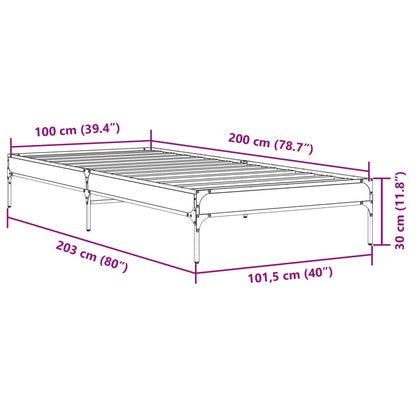 Bettgestell Schwarz 100x200 cm Holzwerkstoff und Metall