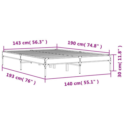 Bettgestell Sonoma-Eiche 140x190 cm Holzwerkstoff und Metall