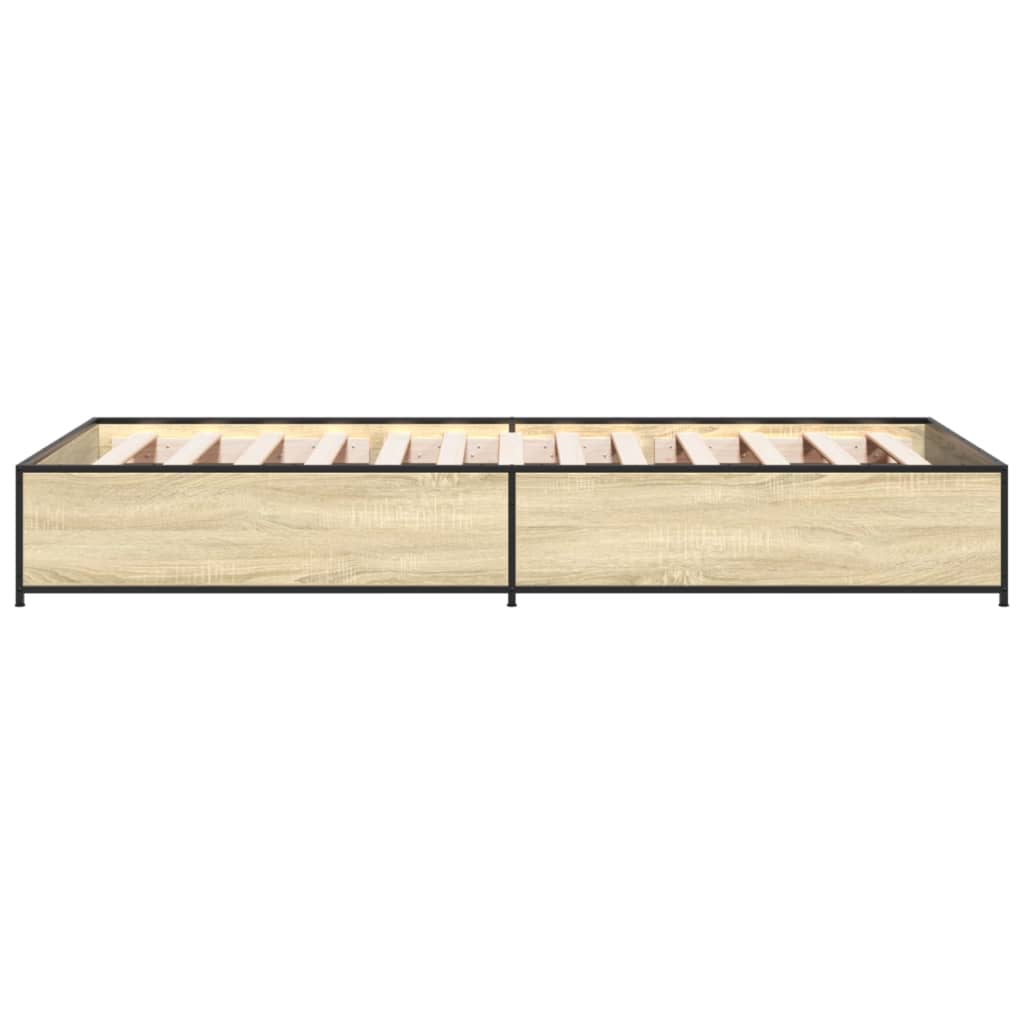 Bettgestell Sonoma-Eiche 75x190 cm Holzwerkstoff und Metall