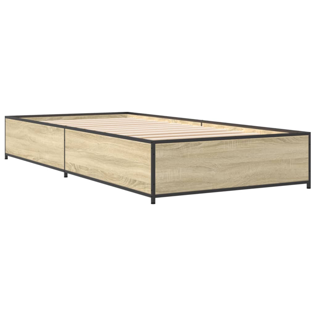 Bettgestell Sonoma-Eiche 75x190 cm Holzwerkstoff und Metall