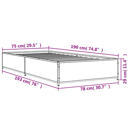 Bettgestell Sonoma-Eiche 75x190 cm Holzwerkstoff und Metall