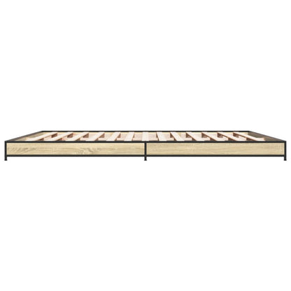 Bettgestell Sonoma-Eiche 200x200 cm Holzwerkstoff und Metall