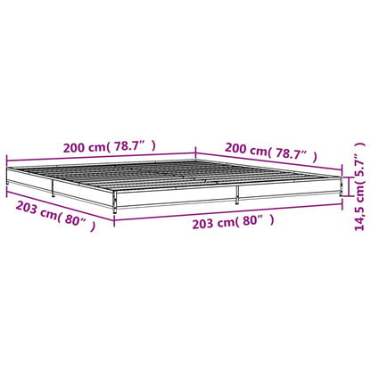 Bettgestell Sonoma-Eiche 200x200 cm Holzwerkstoff und Metall