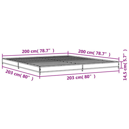 Bettgestell Grau Sonoma 200x200 cm Holzwerkstoff und Metall