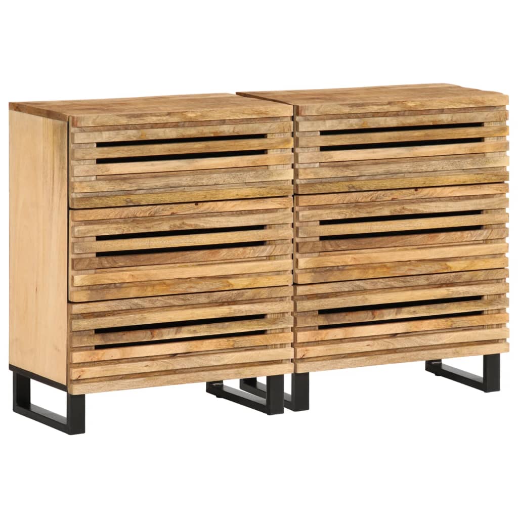 Sideboard 2 Stk. 60x34x75 cm Raues Massivholz Mango