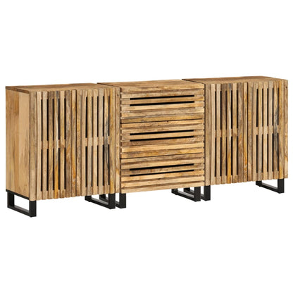 Sideboard 3 Stk. 60x34x75 cm Raues Massivholz Mango