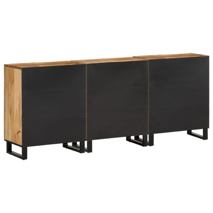 Sideboard 3 Stk. 60x34x75 cm Raues Massivholz Mango