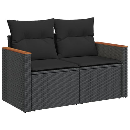 12-tlg. Garten-Sofagarnitur mit Kissen Schwarz Poly Rattan