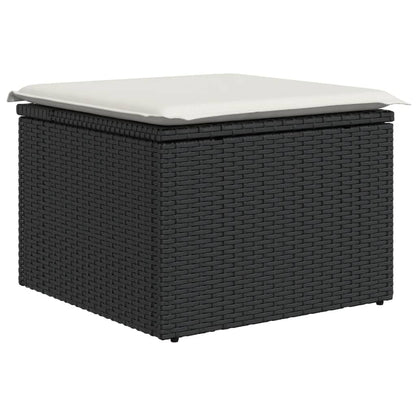 8-tlg. Garten-Sofagarnitur mit Kissen Schwarz Poly Rattan