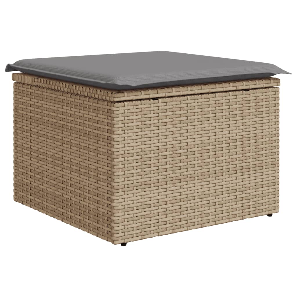 11-tlg. Garten-Sofagarnitur mit Kissen Beige Poly Rattan