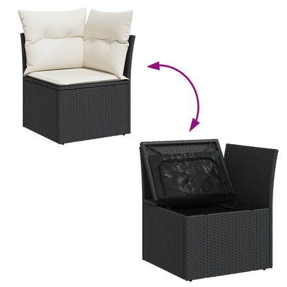 6-tlg. Garten-Sofagarnitur mit Kissen Schwarz Poly Rattan