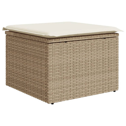 10-tlg. Garten-Sofagarnitur mit Kissen Beige Poly Rattan