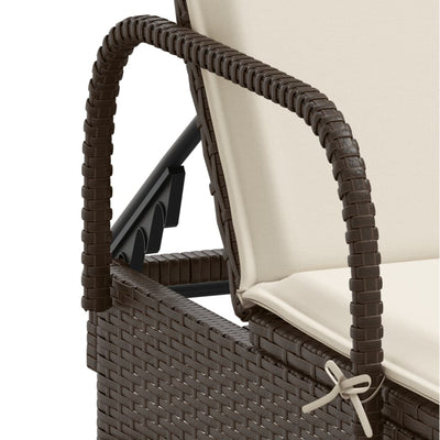 Sonnenliegen mit Auflagen 2 Stk. Braun Poly Rattan