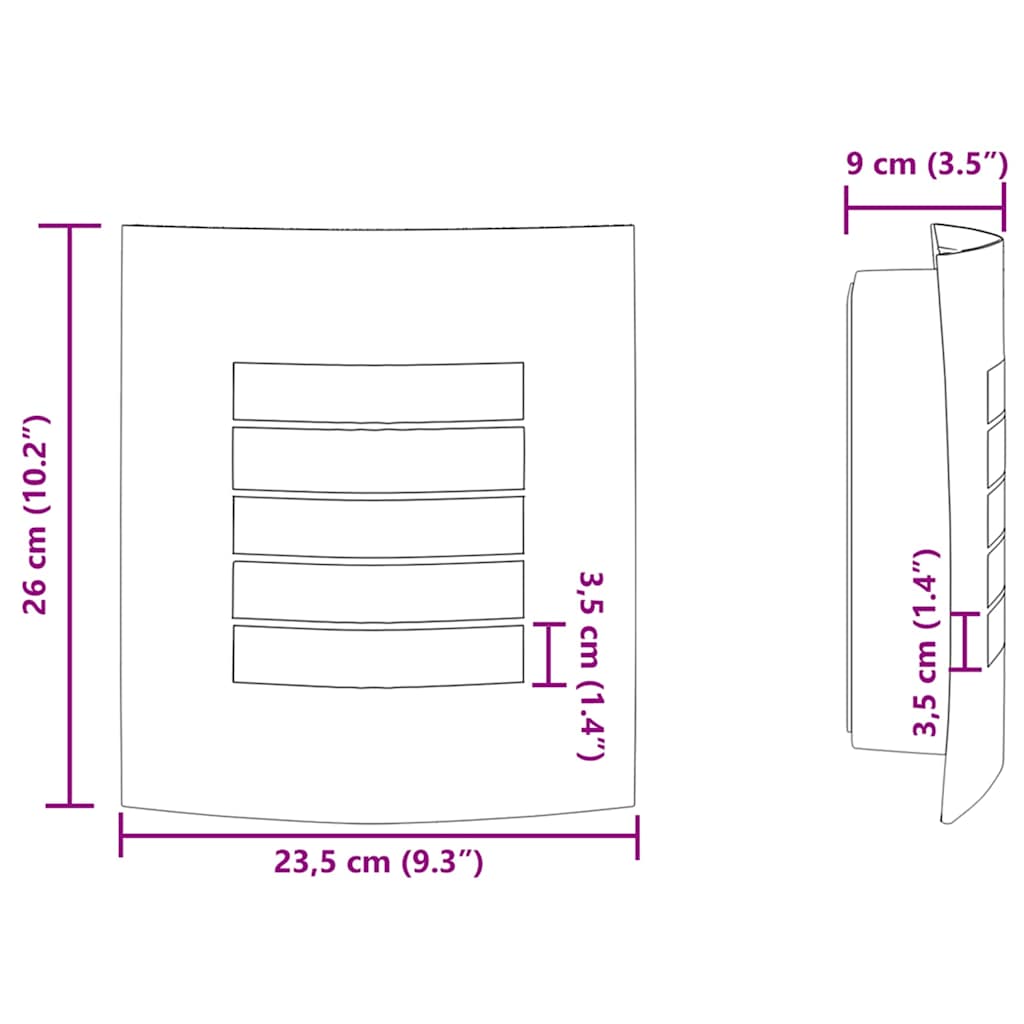Außenwandleuchte Schwarz 23,5 x 9 x 26 cm Edelstahl und Plastik