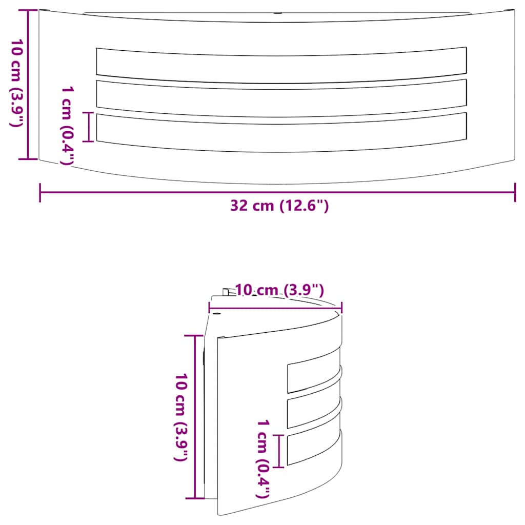 Außenwandleuchte Silber 32 x 10 x 10 cm Edelstahl und Plastik