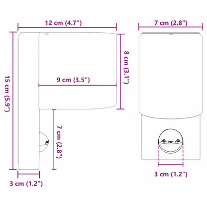 Außenwandleuchte Schwarz 12 x 7 x 15 cm Edelstahl