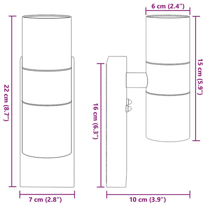 Außenwandleuchte Silber 7 x 10 x 22 cm Edelstahl und Glas