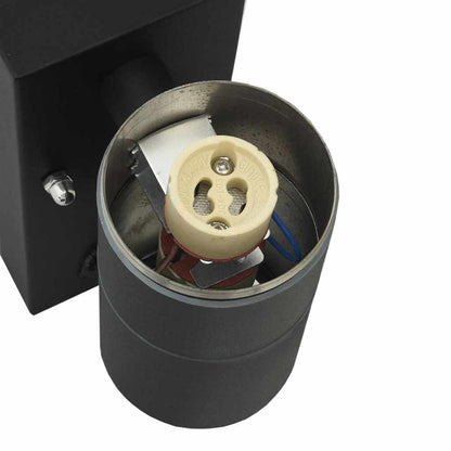 Außenwandleuchte Schwarz 7 x 10 x 22 cm Edelstahl und Glas